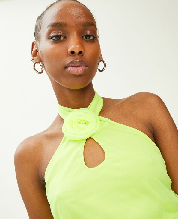 Robe courte encolure américaine vert anis - Pimkie