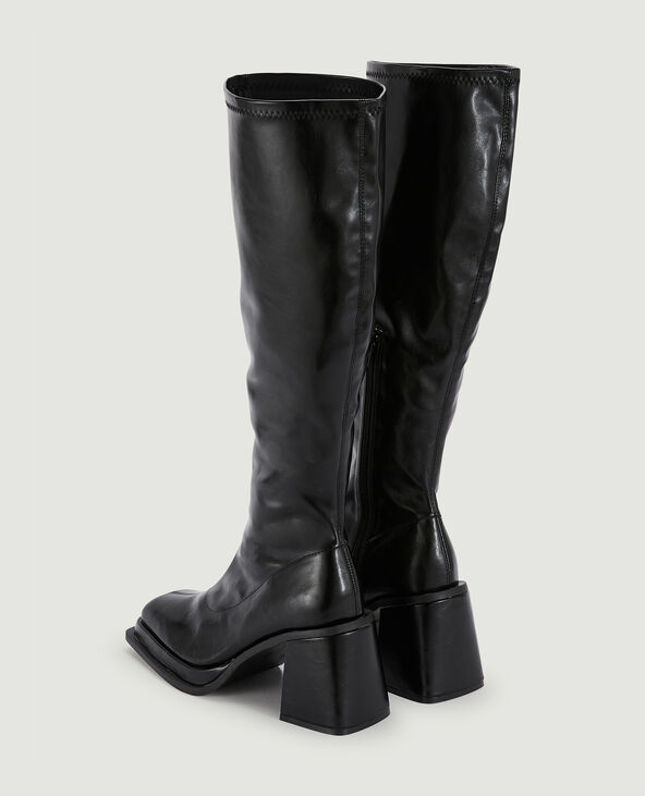 Bottes plateformes bouts carrés noir - Pimkie