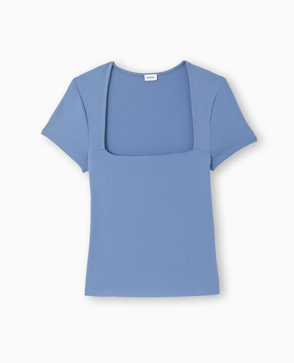 Top manches courtes encolure carrée bleu - Pimkie