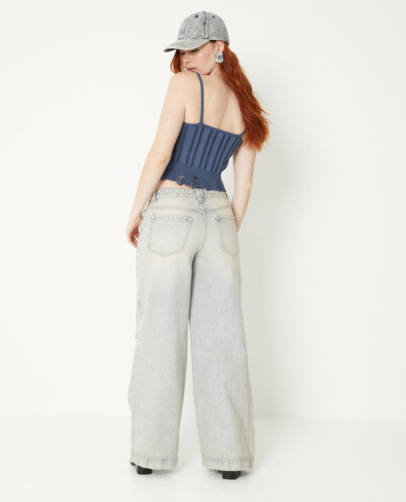 Jean wide effet destroy jaune ocre - Pimkie