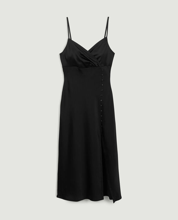 Robe longue satinée noir - Pimkie