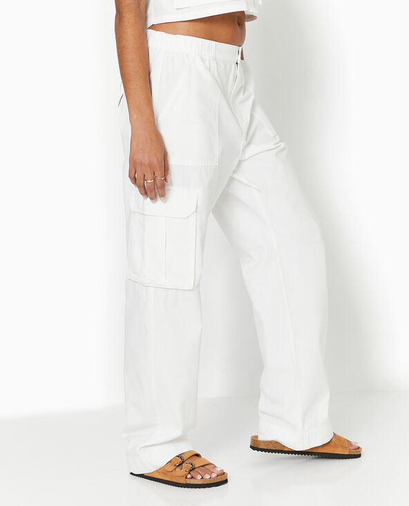 Pantalon large cargo blanc - Pimkie