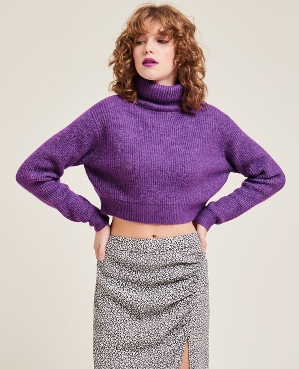 Pull cropped col roulé violet - Pimkie