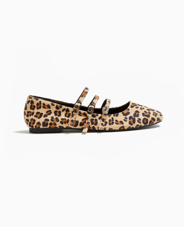 Ballerines motif léopard avec 3 brides beige - Pimkie