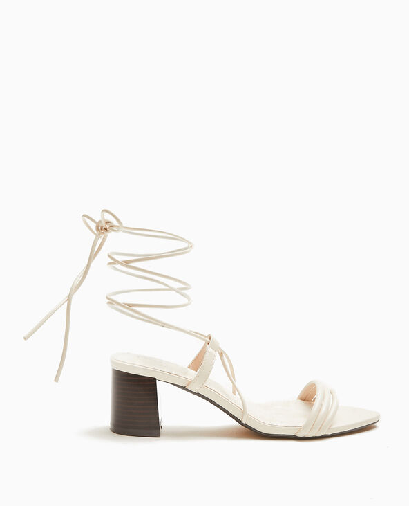 Sandales à talons avec lacets tour de cheville blanc - Pimkie