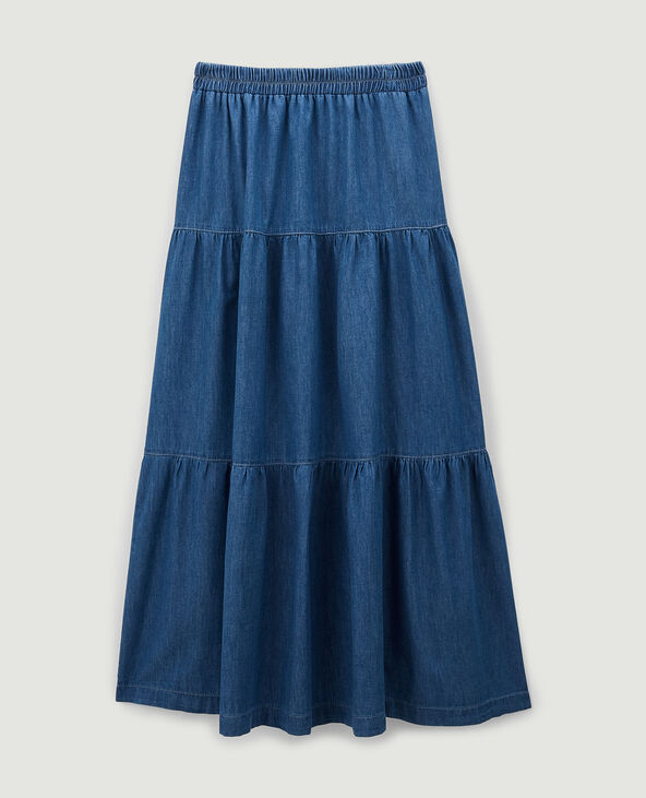 Jupe longue en chambray bleu - Pimkie