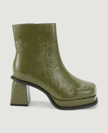 Boots bouts carrés semelles compensées vert olive - Pimkie