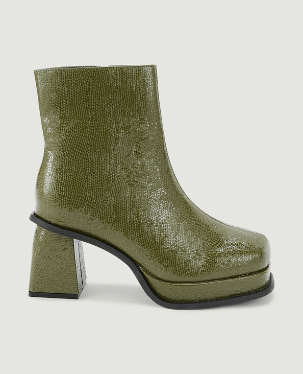 Boots bouts carrés semelles compensées vert olive - Pimkie