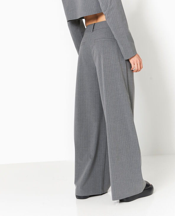 Pantalon large rayures banquier gris clair - Pimkie