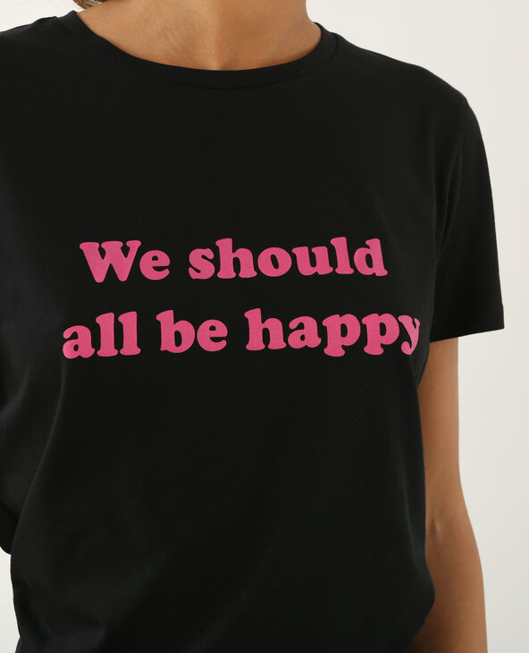 T-shirt à message noir - Pimkie