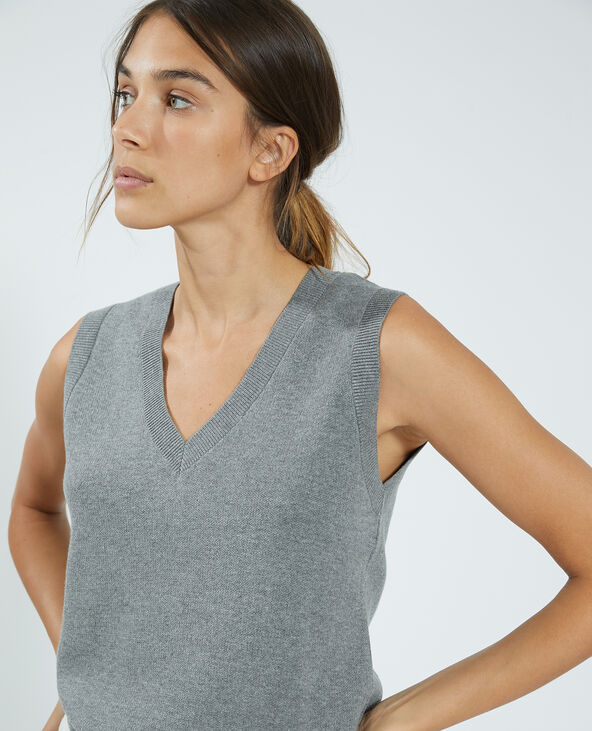 Pull fin sans manche gris chiné - Pimkie