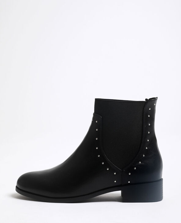 Bottines plates en cuir synthétique noir - Pimkie