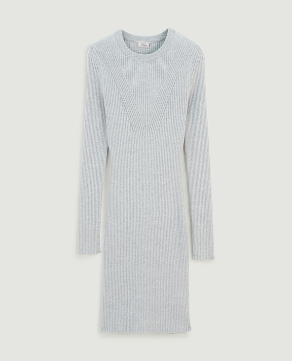 Robe pull maille côtelée gris chiné - Pimkie