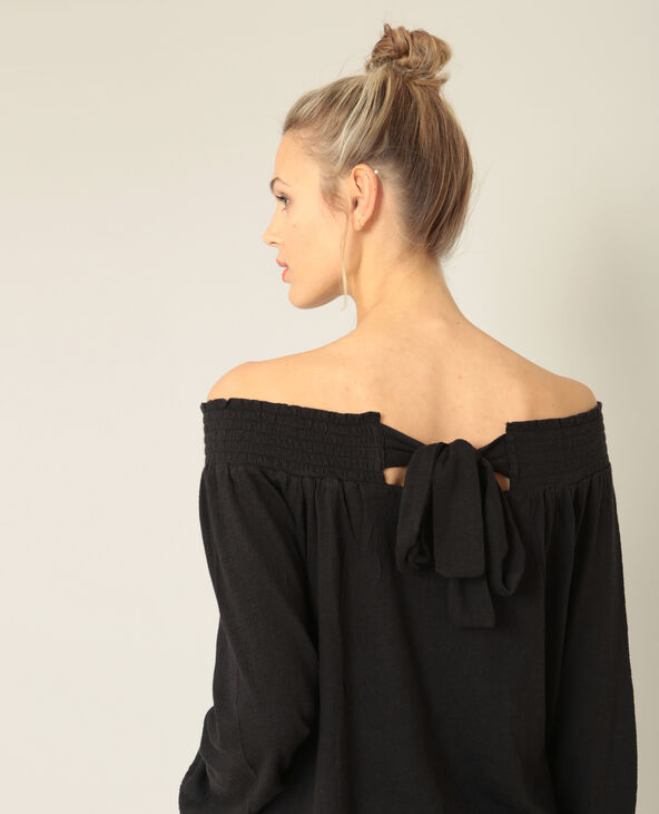 Blouse à col bardot noir - Pimkie