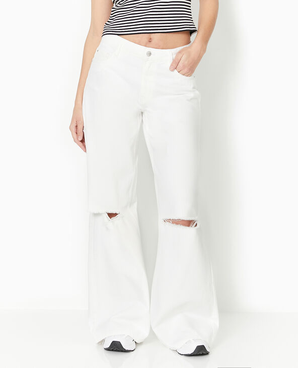 Jean baggy destroy taille regular blanc - Pimkie