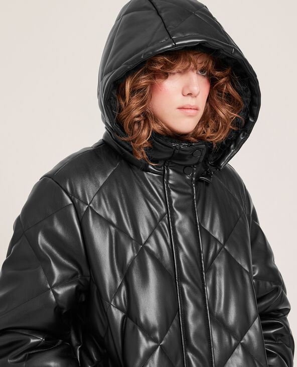 Manteau simili matelassé noir - Pimkie