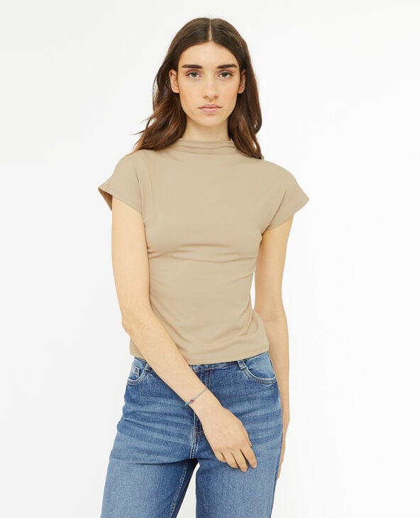 Top col montant en maille gainante beige - Pimkie