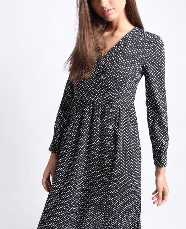 Robe longue boutonnée noir - Pimkie