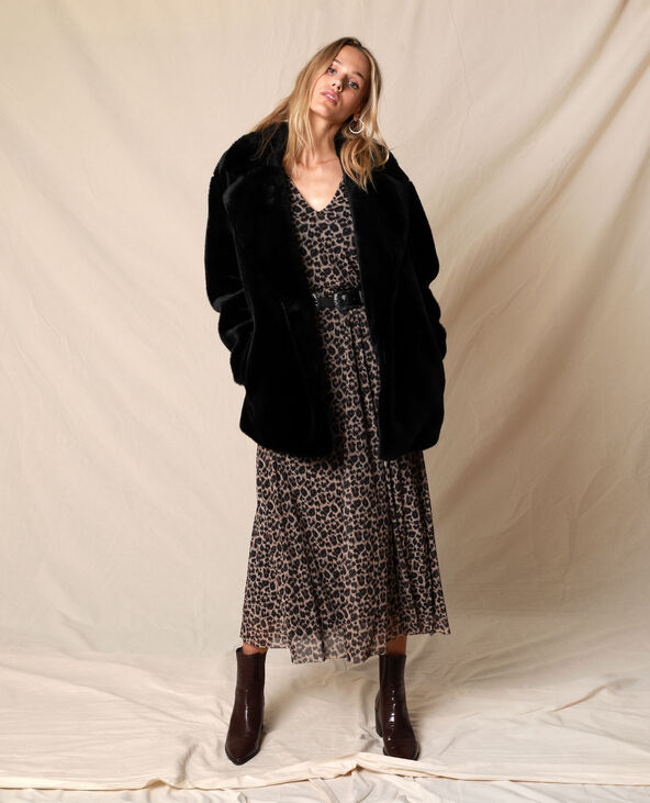 Manteau en fausse fourrure noir - Pimkie