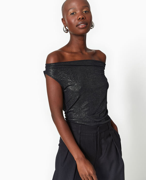 Top col bénitier avec lurex noir - Pimkie