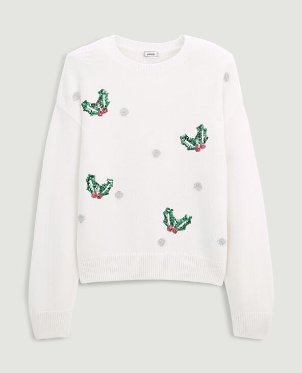 Pull de Noël sequins et lurex blanc - Pimkie