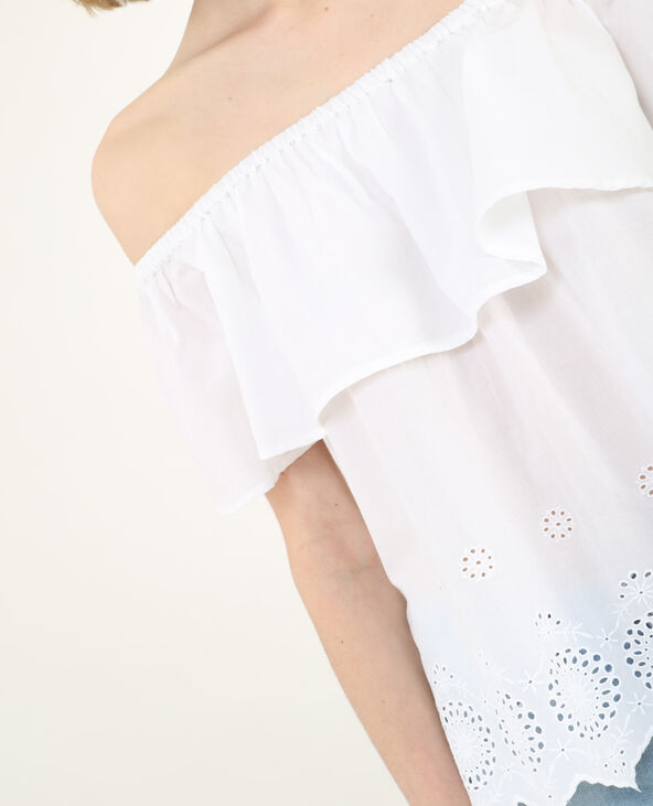 Blouse col bardot brodée blanc - Pimkie