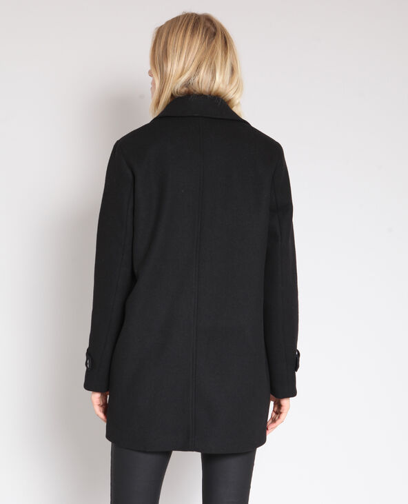 Manteau mi-long noir - Pimkie