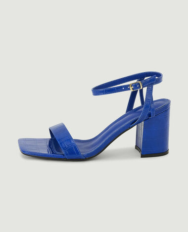 Sandales à talon effet croco bleu marine - Pimkie
