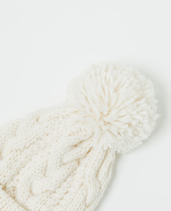 Bonnet à pompon blanc - Pimkie