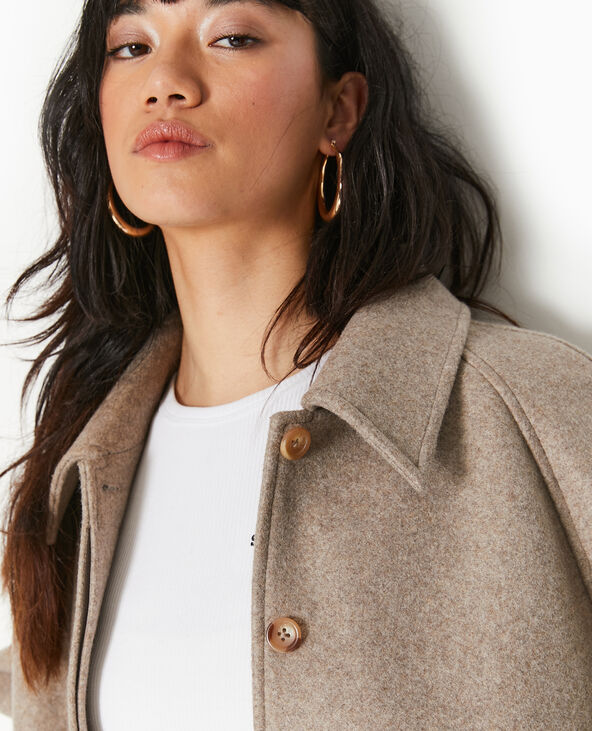 Veste courte trapèze effet drap de laine marron - Pimkie