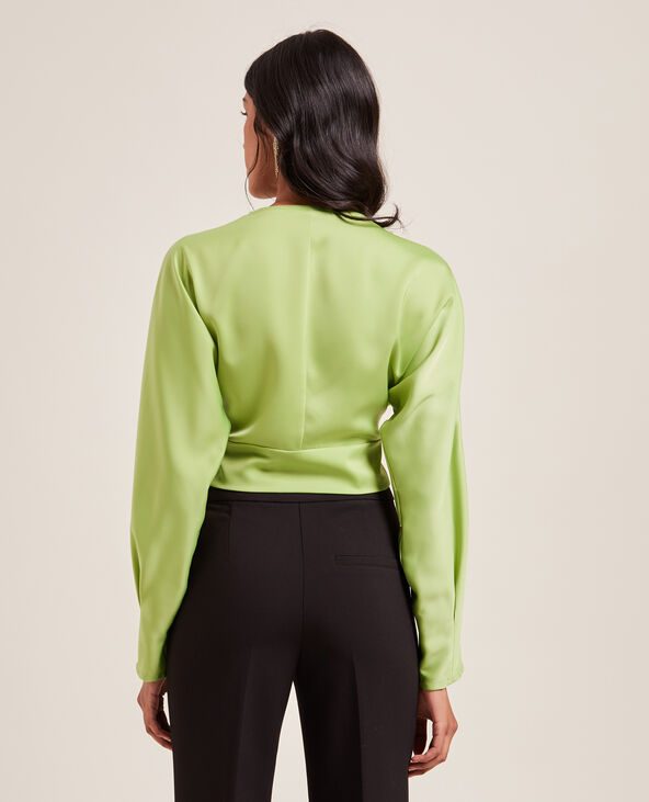 Blouse courte en tissu satiné vert olive - Pimkie