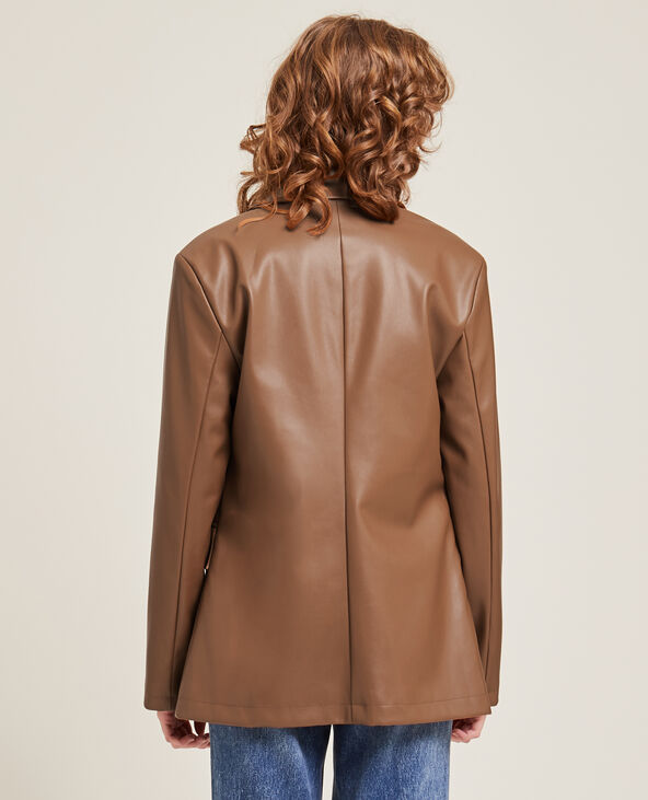 Veste blazer en simili cuir taupe - Pimkie