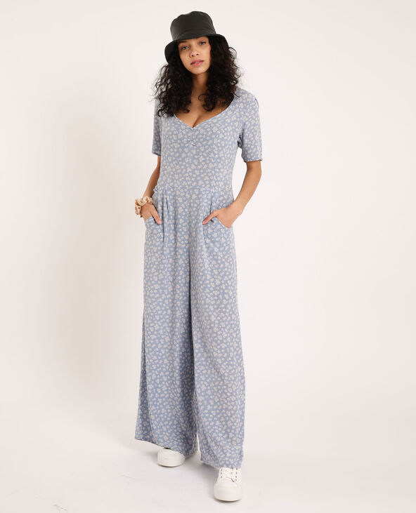 Combi-pantalon à fleurs gris - Pimkie