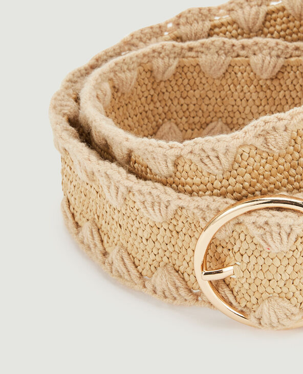 Ceinture en paille et laine jaune - Pimkie