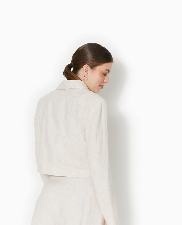 Veste cropped avec lin blanc - Pimkie