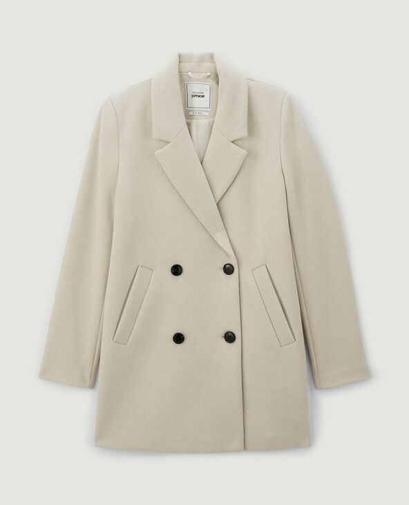 Manteau court drap de laine blanc - Pimkie