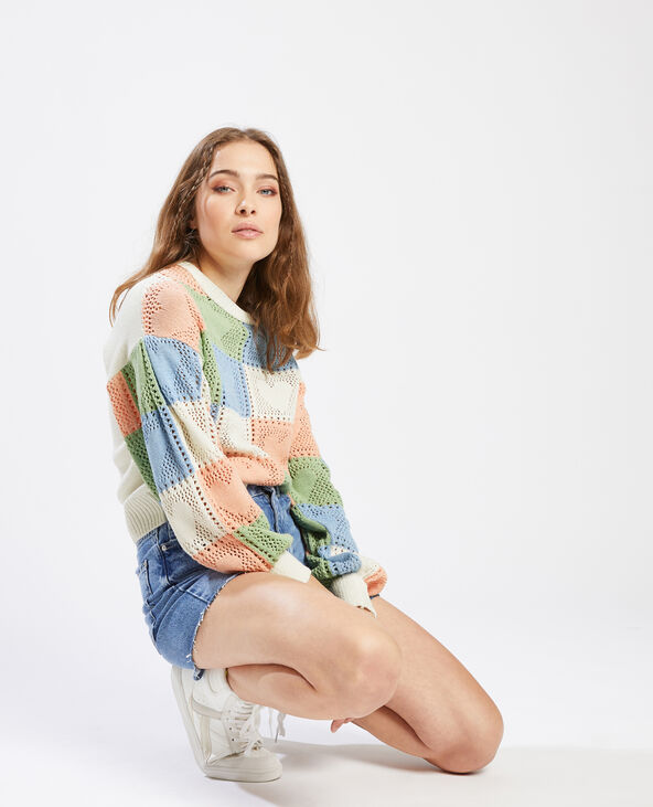 Pull maille fantaisie cœurs blanc - Pimkie
