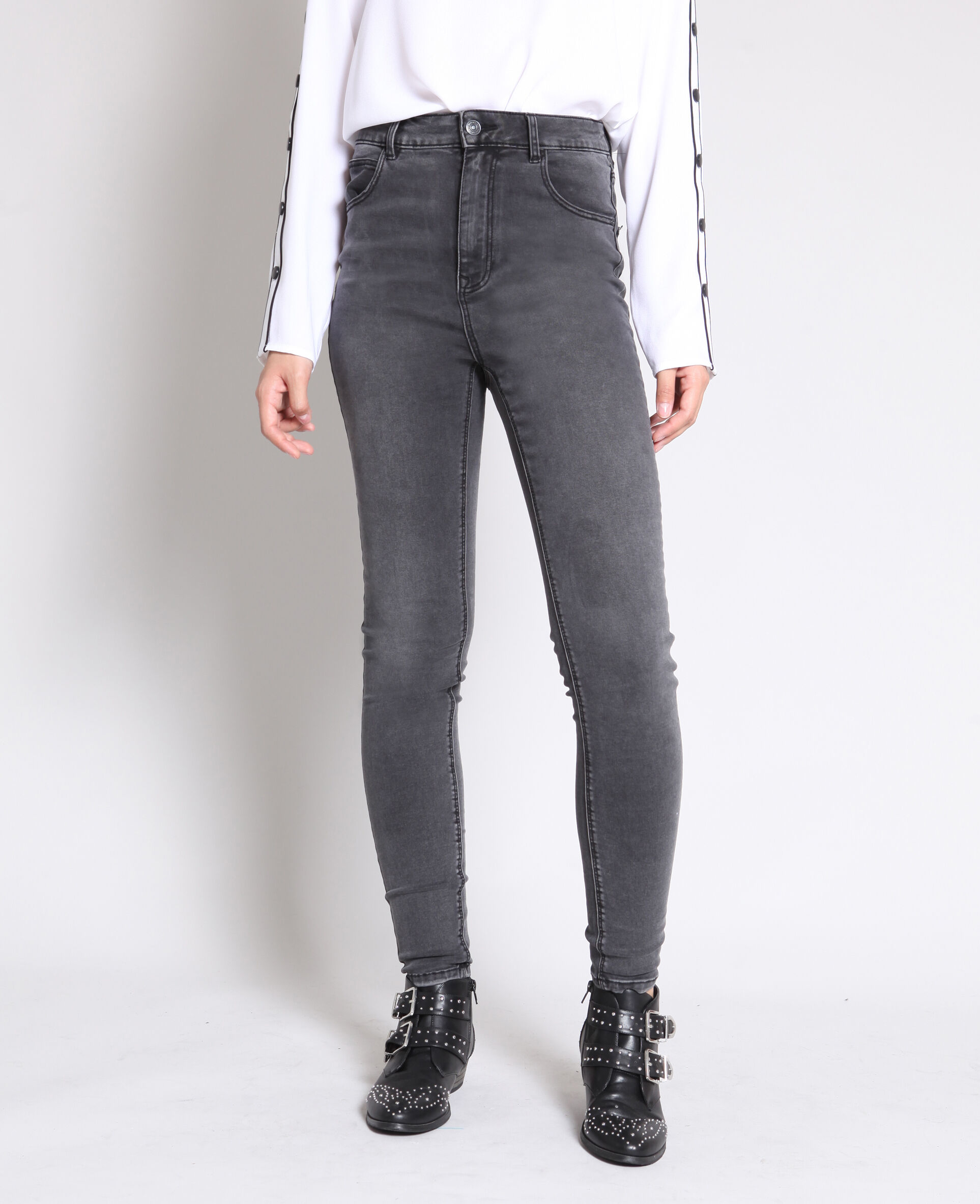 Jean skinny taille haute gris - 140667882A06 | Pimkie