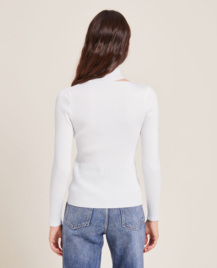 Top maille côtelée avec découpe blanc - Pimkie