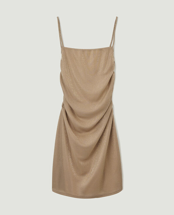 Robe courte dos-nu avec lurex sable - Pimkie
