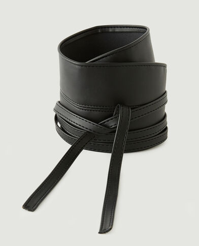 Ceinture large à nouer en simili cuir noir - Pimkie