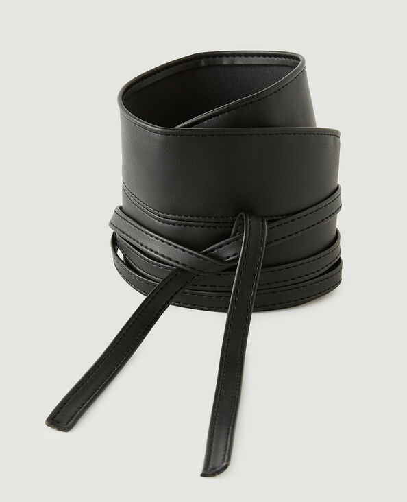 Ceinture large à nouer en simili cuir noir - Pimkie