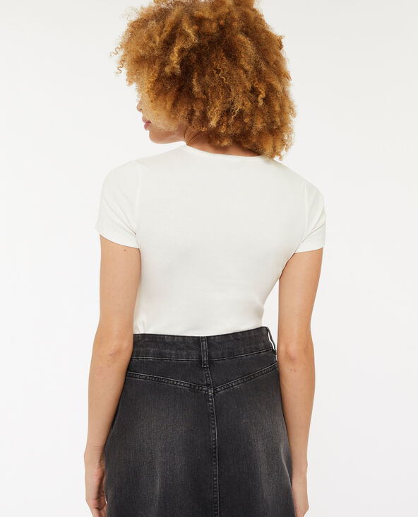 T-shirt cintré avec print blanc - Pimkie