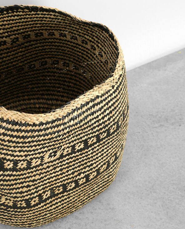Grand panier en paille noir - Pimkie