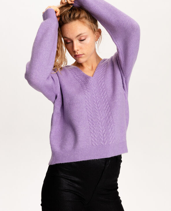 Pull col V torsadé violet - Pimkie