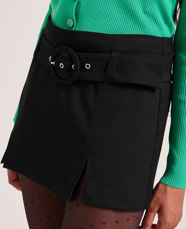Jupe-short avec ceinture boucle ronde noir - Pimkie