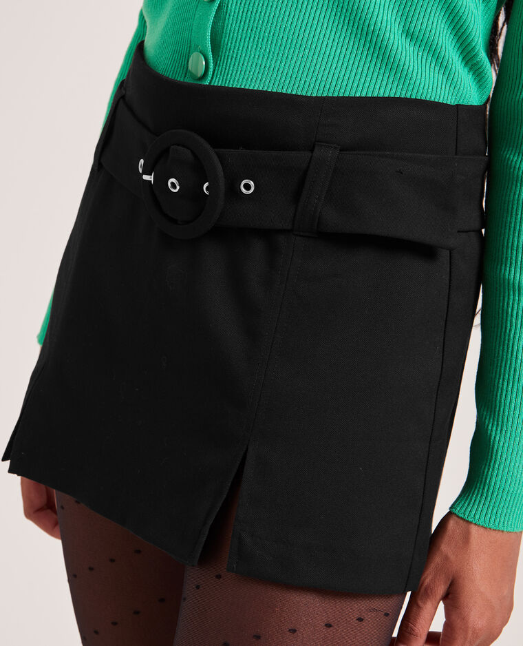 Jupe-short avec ceinture boucle ronde noir - Pimkie