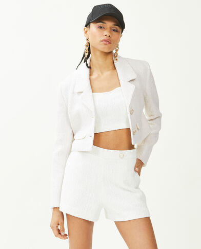 Veste courte effet tweed blanc - Pimkie