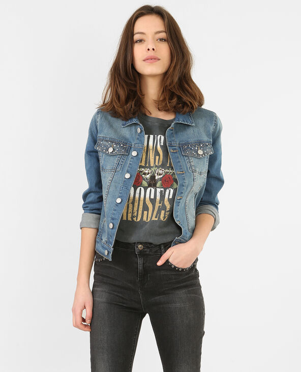 Veste en jean strass bleu - Pimkie