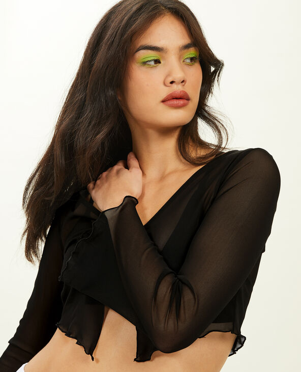 Top transparent manches flare noir - Pimkie